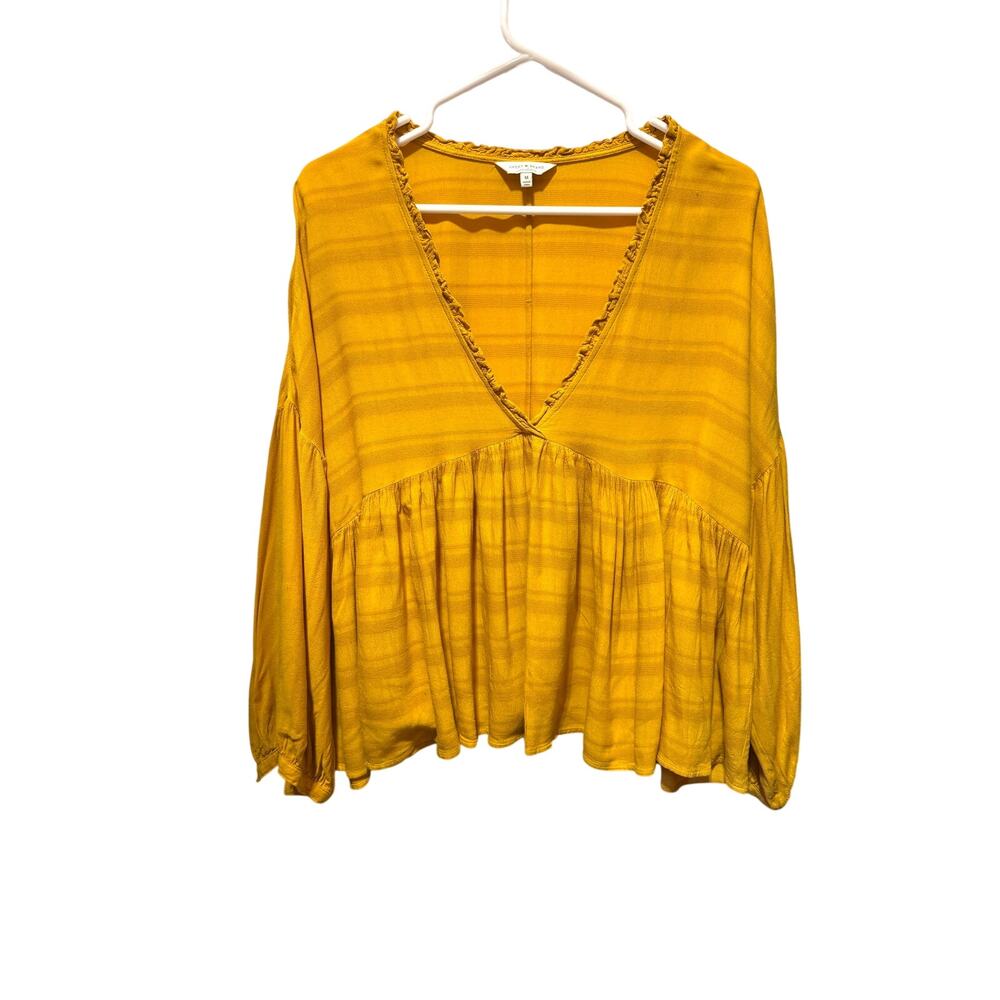 Lucky Brand Romantic Long Sleeve Deep VNeck Boho Peasant Shirt Size M
